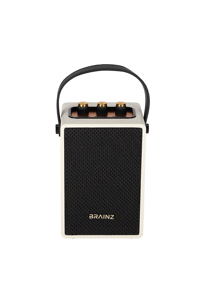 Brainz Retro Speaker Wit 13.5x11x19cm 1stuks Brainz Retro Speaker Wit 13.5x11x19cm 1stuks