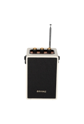 Brainz Retro Speaker Wit 13.5x11x19cm 1stuks Brainz Retro Speaker Wit 13.5x11x19cm 1stuks
