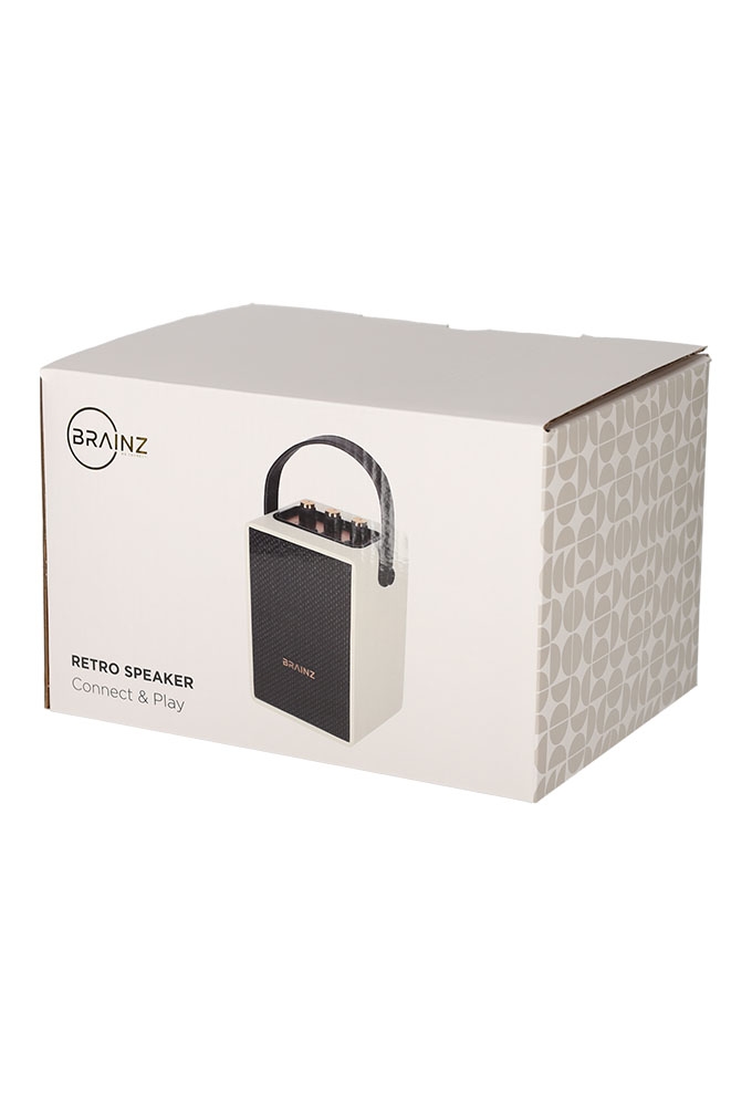 Brainz Retro Speaker Wit 13.5x11x19cm 1stuks Brainz Retro Speaker Wit 13.5x11x19cm 1stuks