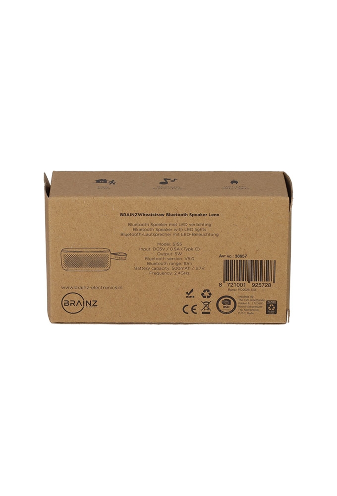 Brainz Speaker Lenn Wheatstraw Naturel 11.4x5.6x3.7cm 1stuks