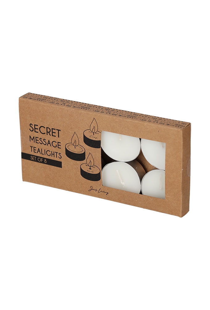 Jens Living Secret Message Theelichten set van 8stuks 4x4x1.2cm 1stuks