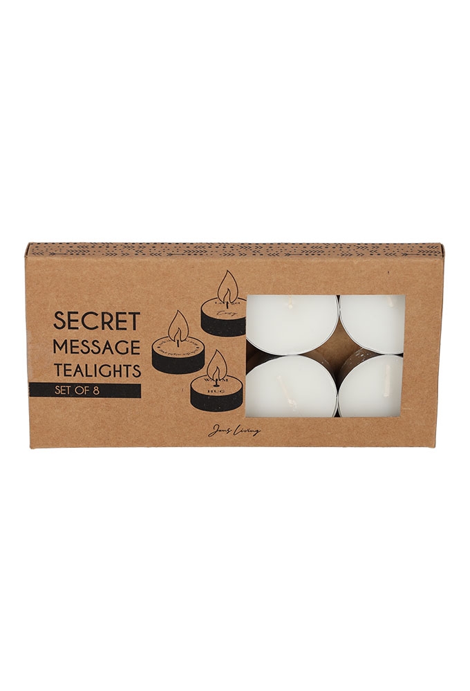 Jens Living Secret Message Theelichten set van 8stuks 4x4x1.2cm 1stuks