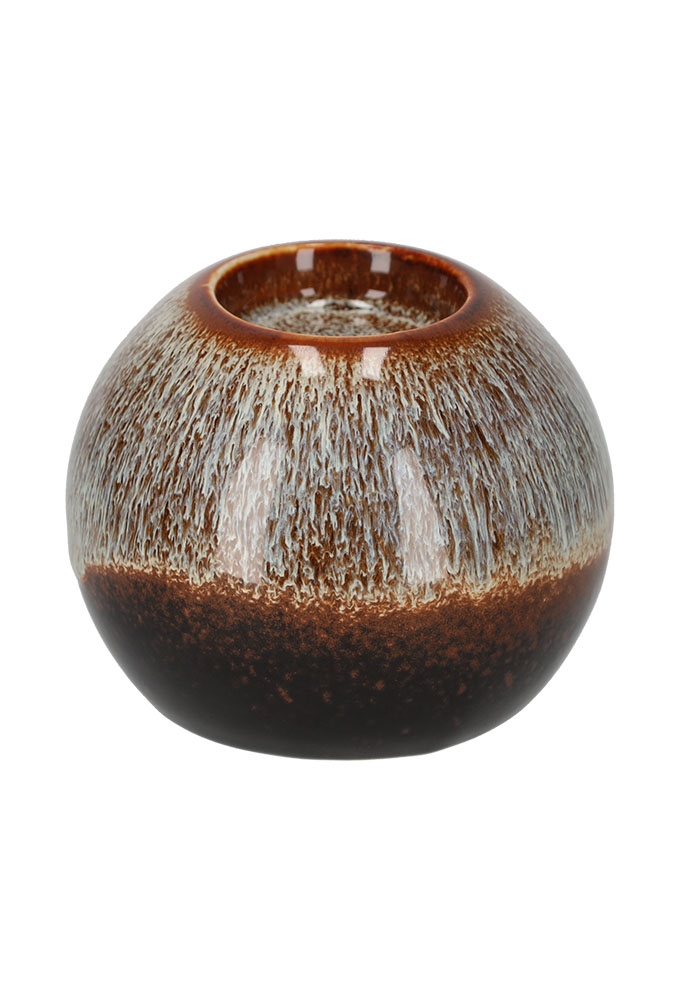 Jens Living Ronde Theelichthouder Bodhi Bruin 10x10x8cm 1stuks