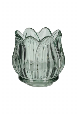 Jens Living Theelichthouder Tulp Groen Small 7x7x7cm 1stuks Jens Living Theelichthouder Tulp Groen Small 7x7x7cm 1stuks