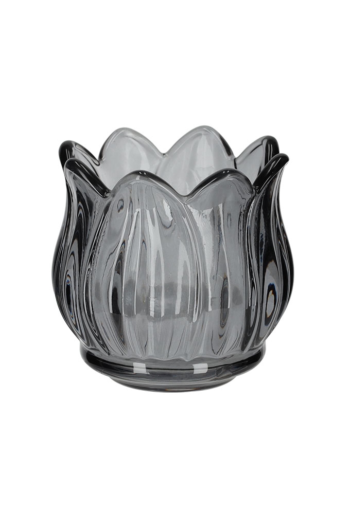 Jens Living Theelichthouder Tulp Grijs Small 7x7x7cm 1stuks