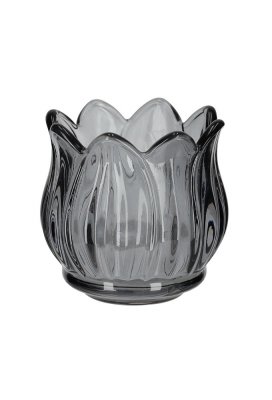 Jens Living Theelichthouder Tulp Grijs Small 7x7x7cm 1stuks Jens Living Theelichthouder Tulp Grijs Small 7x7x7cm 1stuks