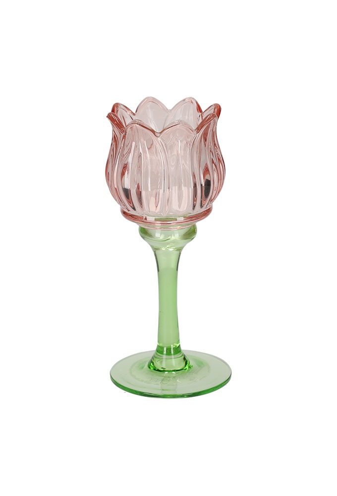 Jens Living Theelichthouder Tulp Roze Large 7x7x17cm 1stuks Jens Living Theelichthouder Tulp Roze Large 7x7x17cm 1stuks