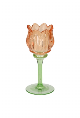 Jens Living Theelichthouder Tulp Oranje Large 7x7x17cm 1stuks Jens Living Theelichthouder Tulp Oranje Large 7x7x17cm 1stuks