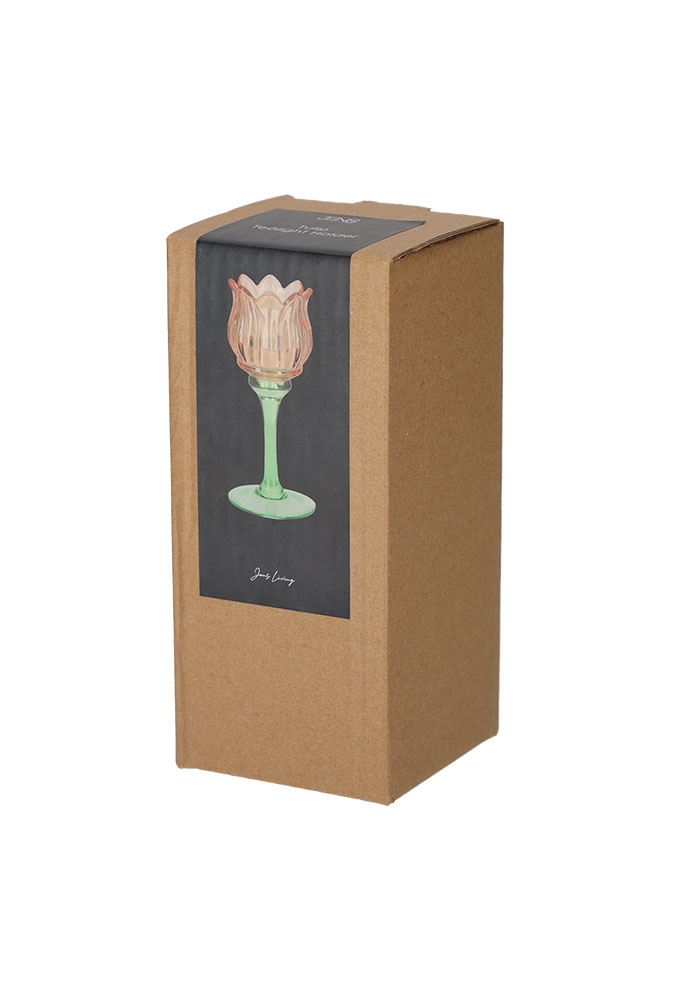 Jens Living Theelichthouder Tulp Oranje Large 7x7x17cm 1stuks