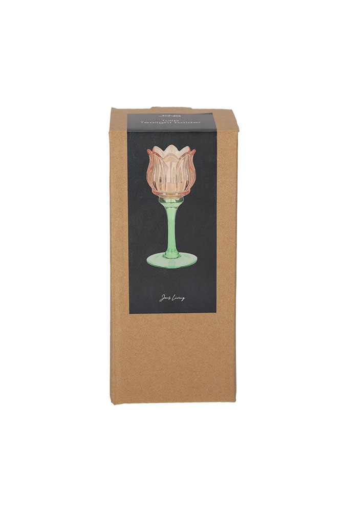 Jens Living Theelichthouder Tulp Oranje Large 7x7x17cm 1stuks Jens Living Theelichthouder Tulp Oranje Large 7x7x17cm 1stuks