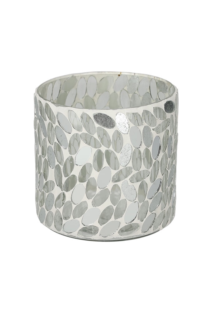 Jens Living Theelichthouder Mozaiek Wit Large 10.5x10.5x10cm 1stuks