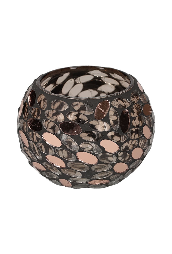 Jens Living Theelichthouder Mozaiek Koper Large 10.5x10.5x8cm 1stuks