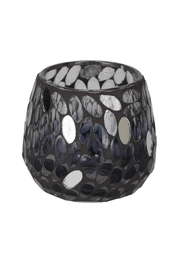 Jens Living Theelichthouder Mozaiek Zwart Small 8x8x9cm 1stuks