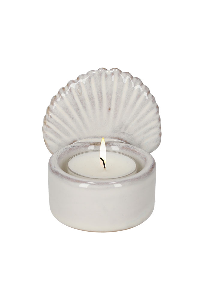 Jens Living Theelichthouder Schelp 6.5x7x7.5cm 1stuks