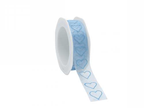 Organza Lint Baby Hearts Blauw 25mm x 20 meter OP IS OP