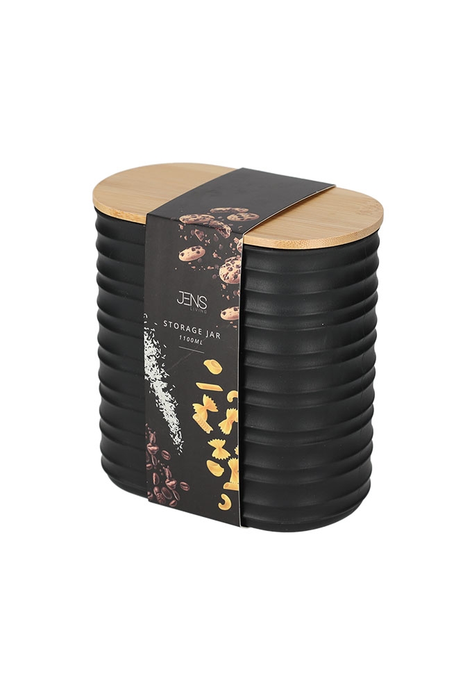 Jens Living Voorraadbus Ribbel Zwart Small 13.7x8x14.5cm 1stuks