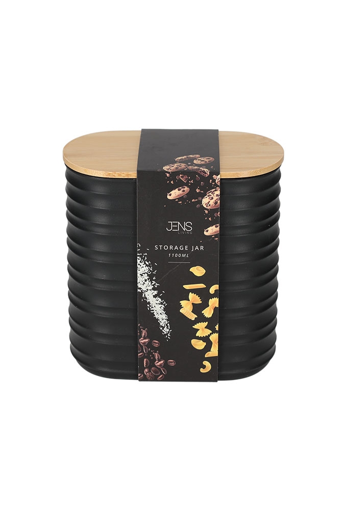 Jens Living Voorraadbus Ribbel Zwart Small 13.7x8x14.5cm 1stuks