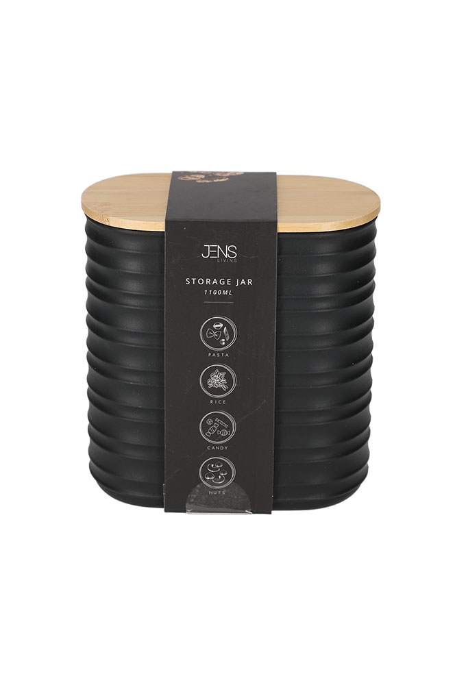 Jens Living Voorraadbus Ribbel Zwart Small 13.7x8x14.5cm 1stuks