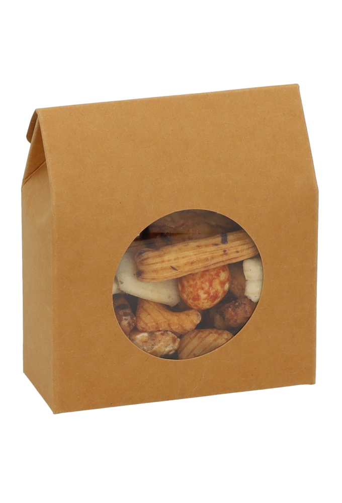 Cadeaudoosjes Kura Kraft Met Rond Venster 10.2x8.9x3.8cm 25stuks