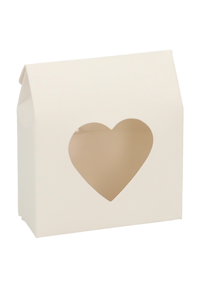 Cadeaudoosjes Kura Wit Met Hartjes Venster 10.2x8.9x3.8cm 25stuks