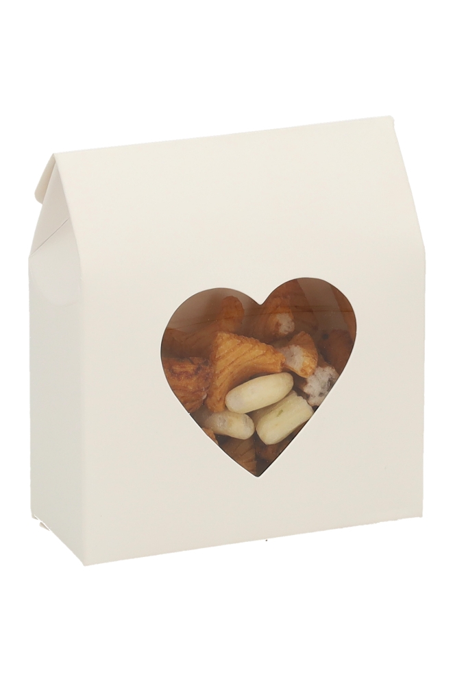 Cadeaudoosjes Kura Wit Met Hartjes Venster 10.2x8.9x3.8cm 25stuks