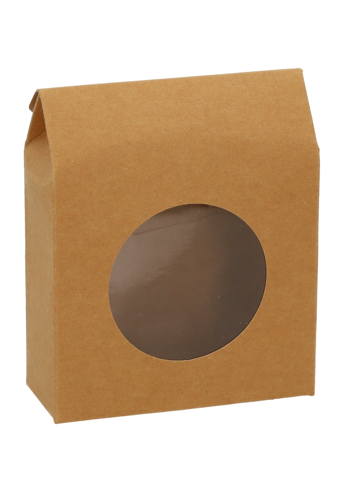 Cadeaudoosjes Kura Kraft Met Rond Venster 13.3x10.5x4.4 25stuks