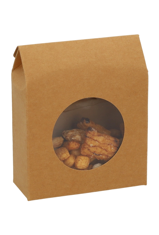 Cadeaudoosjes Kura Kraft Met Rond Venster 13.3x10.5x4.4 25stuks Cadeaudoosjes Kura Kraft Met Rond Venster 13.3x10.5x4.4 25stuks