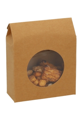 Cadeaudoosjes Kura Kraft Met Rond Venster 13.3x10.5x4.4 25stuks Cadeaudoosjes Kura Kraft Met Rond Venster 13.3x10.5x4.4 25stuks