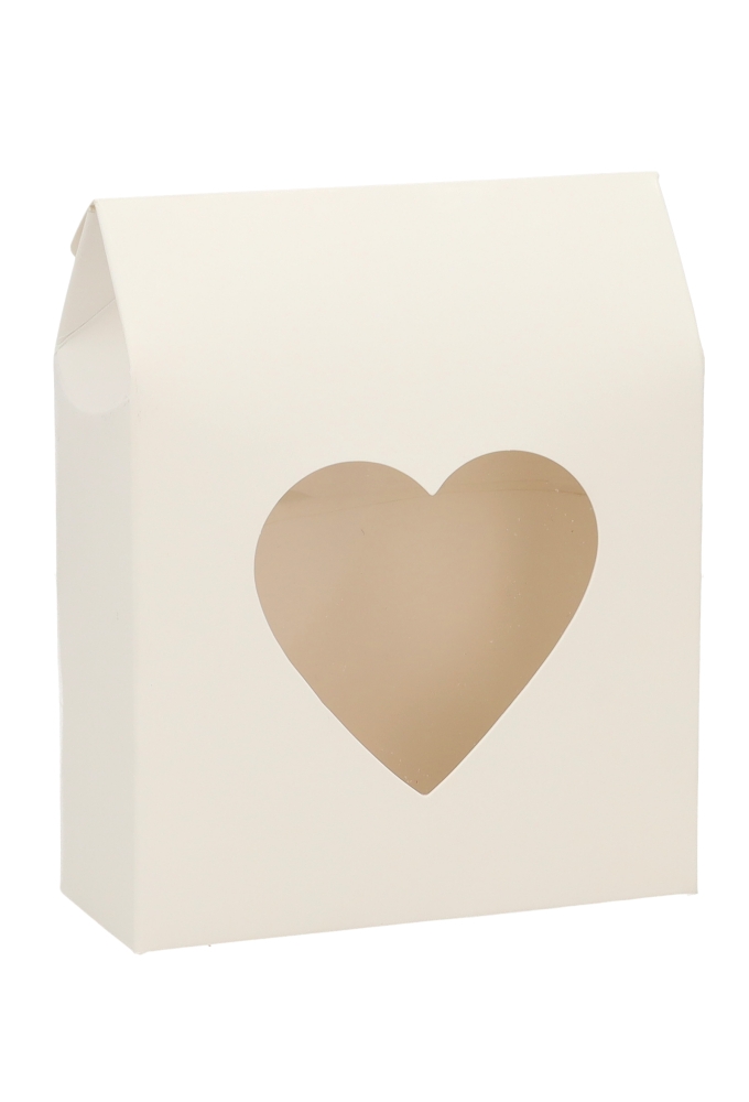 Cadeaudoosjes Kura Wit Met Hartjes Venster 13.3x10.5x4.4 cm 25stuks