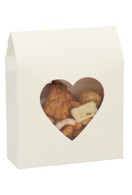 Cadeaudoosjes Kura Wit Met Hartjes Venster 13.3x10.5x4.4 cm 25stuks Cadeaudoosjes Kura Wit Met Hartjes Venster 13.3x10.5x4.4 cm 25stuks