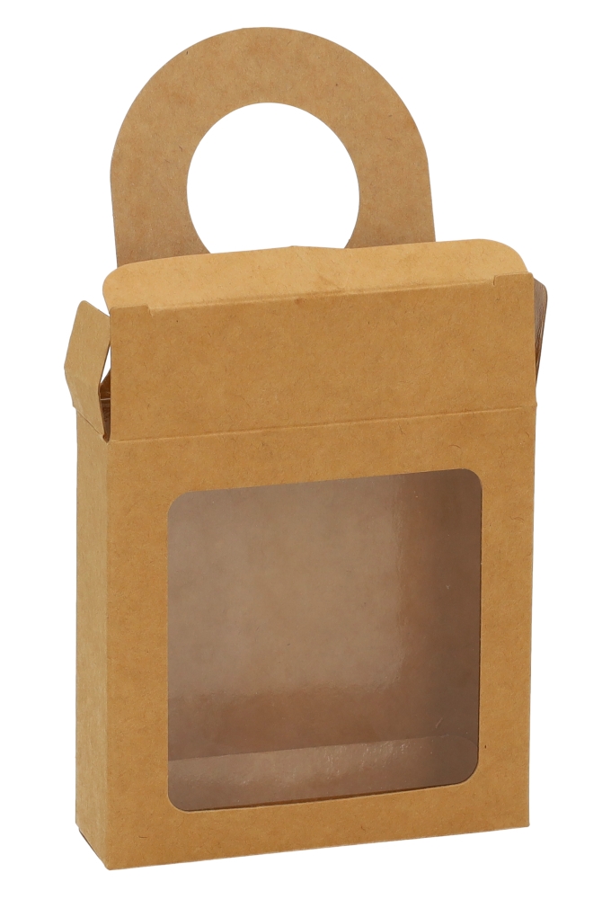 Cadeaudoosjes Kura Venster Kraft met Hanger 9x9x3 cm 25stuks
