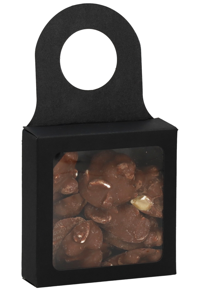 Cadeaudoosjes Kura Venster Zwart met Hanger 9x9x3 cm 25stuks