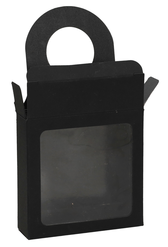 Cadeaudoosjes Kura Venster Zwart met Hanger 9x9x3 cm 25stuks