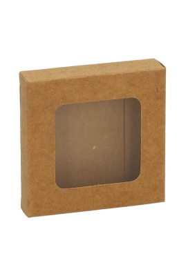 Cadeaudoosjes Jura Kraft Met Venster 7x6.8x1.4cm 25stuks Cadeaudoosjes Jura Kraft Met Venster 7x6.8x1.4cm 25stuks