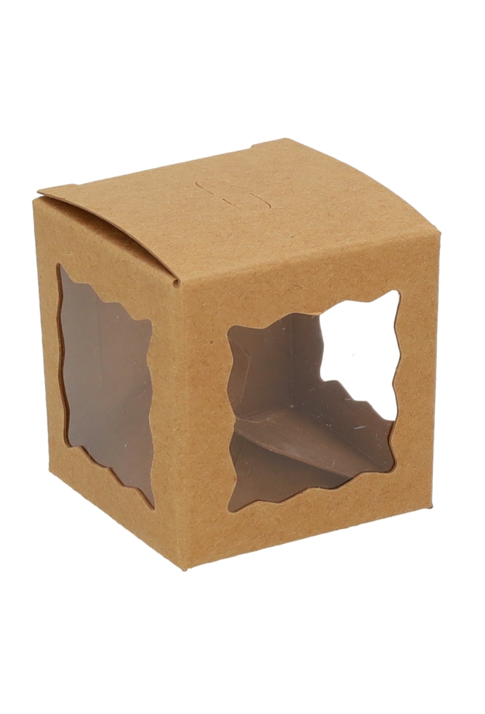 Cadeaudoosjes Krado Kraft met 3 Vensters 5x5x5cm 25stuks OP IS OP