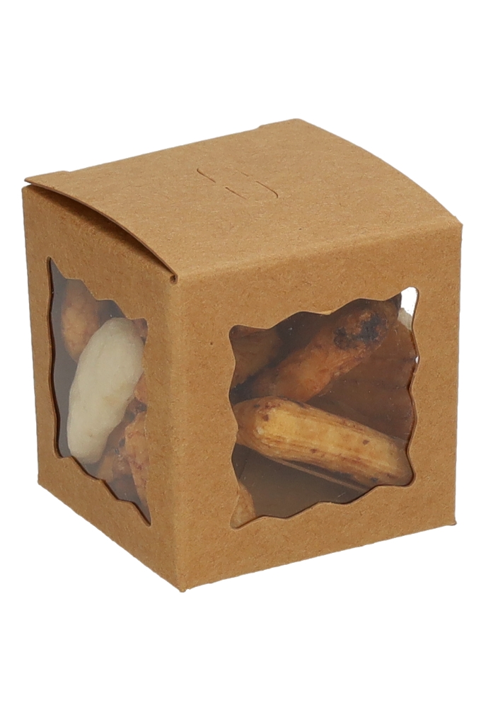 Cadeaudoosjes Krado Kraft met 3 Vensters 5x5x5cm 25stuks OP IS OP