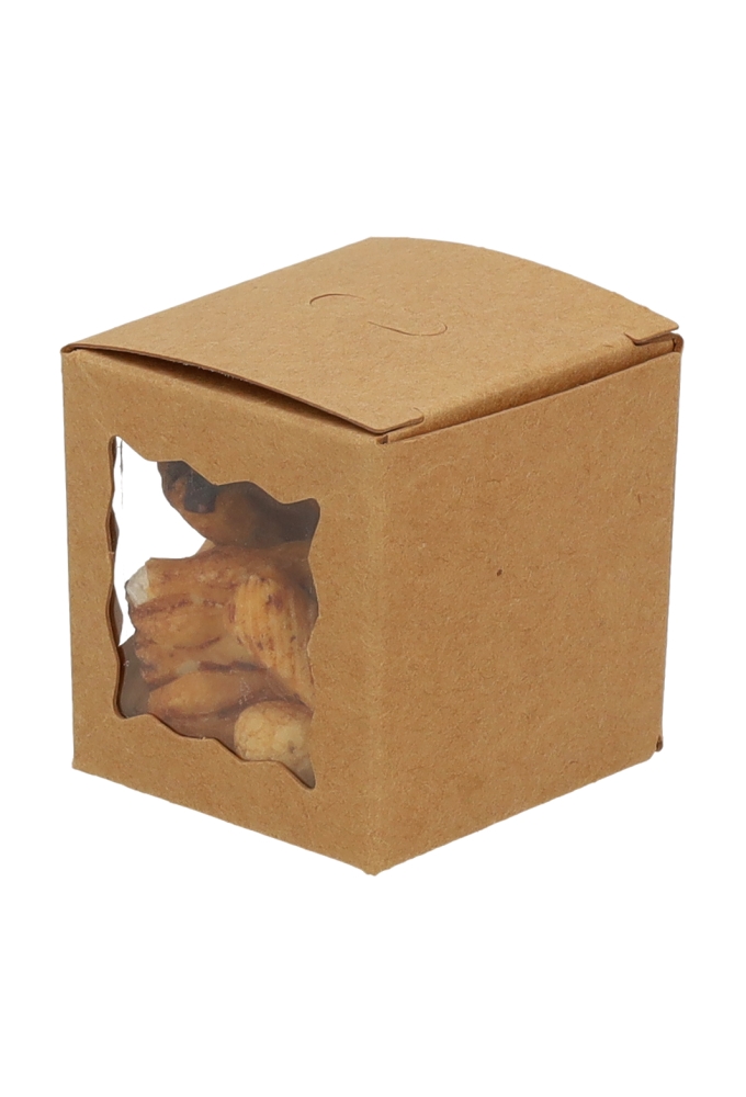 Cadeaudoosjes Krado Kraft met 3 Vensters 5x5x5cm 25stuks OP IS OP