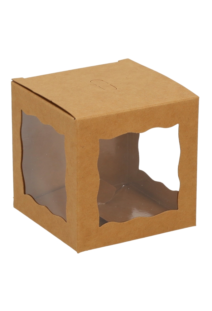 Cadeaudoosjes Krado Kraft met 3 vensters 7.5x7.5x7.5cm 25stuks