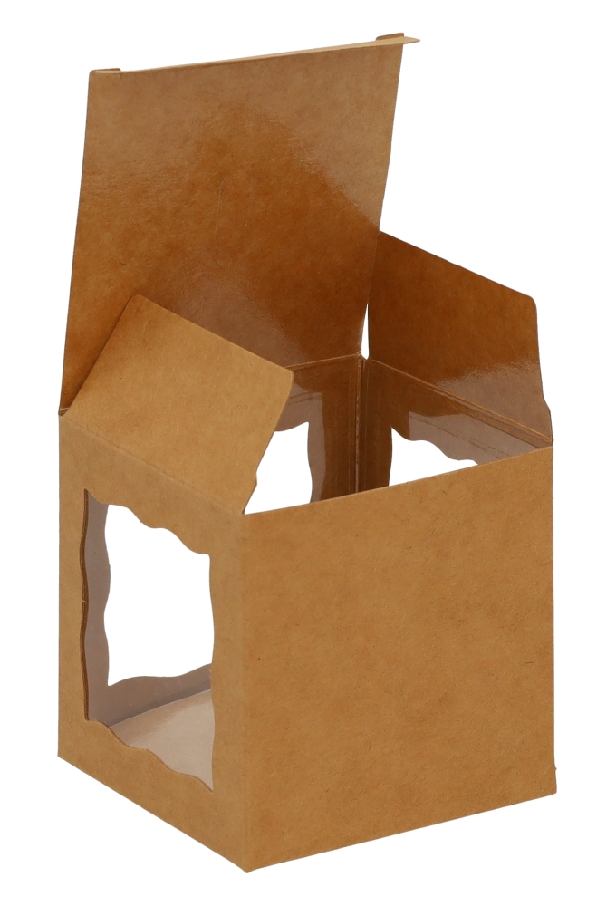 Cadeaudoosjes Krado Kraft met 3 vensters 7.5x7.5x7.5cm 25stuks