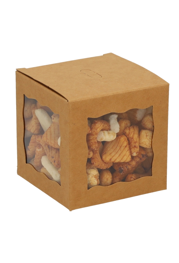 Cadeaudoosjes Krado Kraft met 3 vensters 7.5x7.5x7.5cm 25stuks