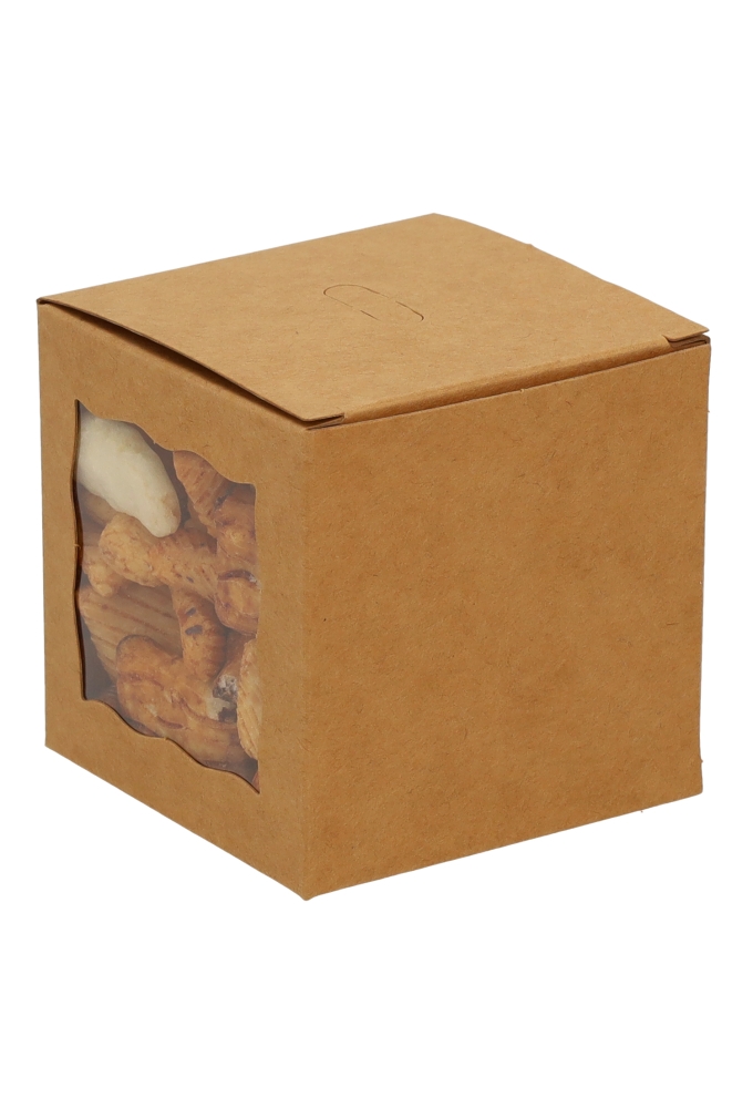 Cadeaudoosjes Krado Kraft met 3 vensters 7.5x7.5x7.5cm 25stuks