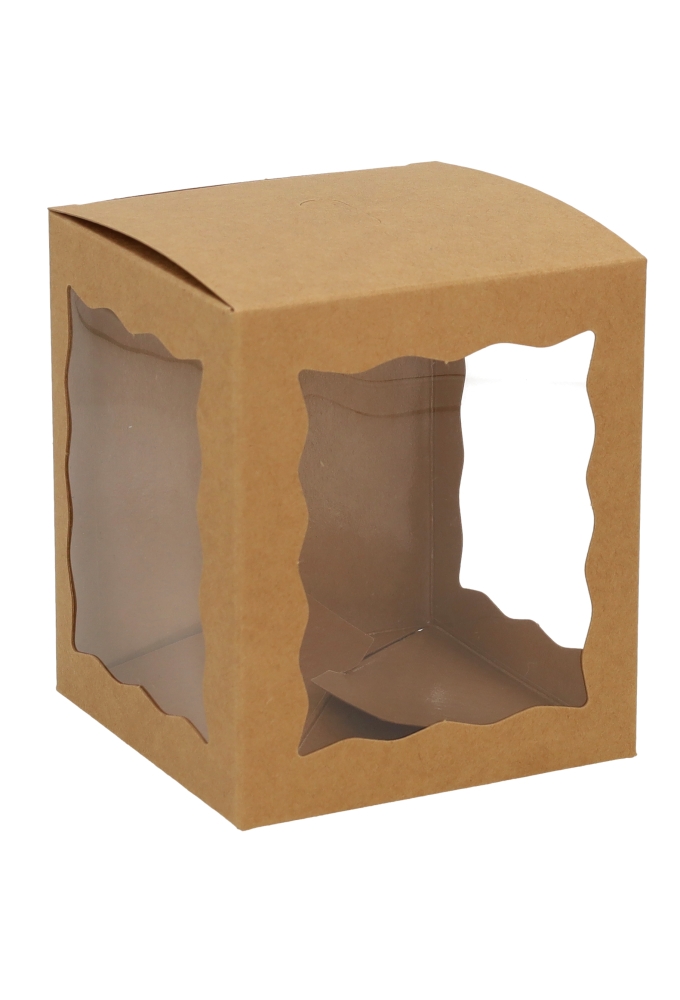 Cadeaudoosjes Krado Kraft met 3 vensters 10.2x10.2x11.7cm 25stuks