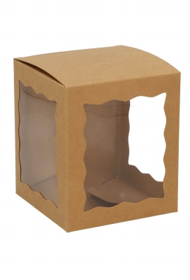 Cadeaudoosjes Krado Kraft met 3 vensters 10.2x10.2x11.7cm 25stuks Cadeaudoosjes Krado Kraft met 3 vensters 10.2x10.2x11.7cm 25stuks