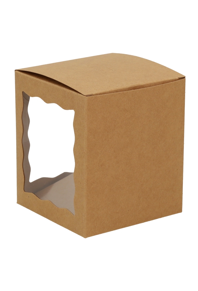 Cadeaudoosjes Krado Kraft met 3 vensters 10.2x10.2x11.7cm 25stuks