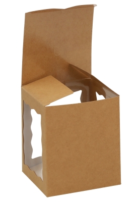 Cadeaudoosjes Krado Kraft met 3 vensters 10.2x10.2x11.7cm 25stuks Cadeaudoosjes Krado Kraft met 3 vensters 10.2x10.2x11.7cm 25stuks