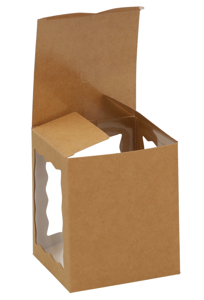 Cadeaudoosjes Krado Kraft met 3 vensters 10.2x10.2x11.7cm 25stuks