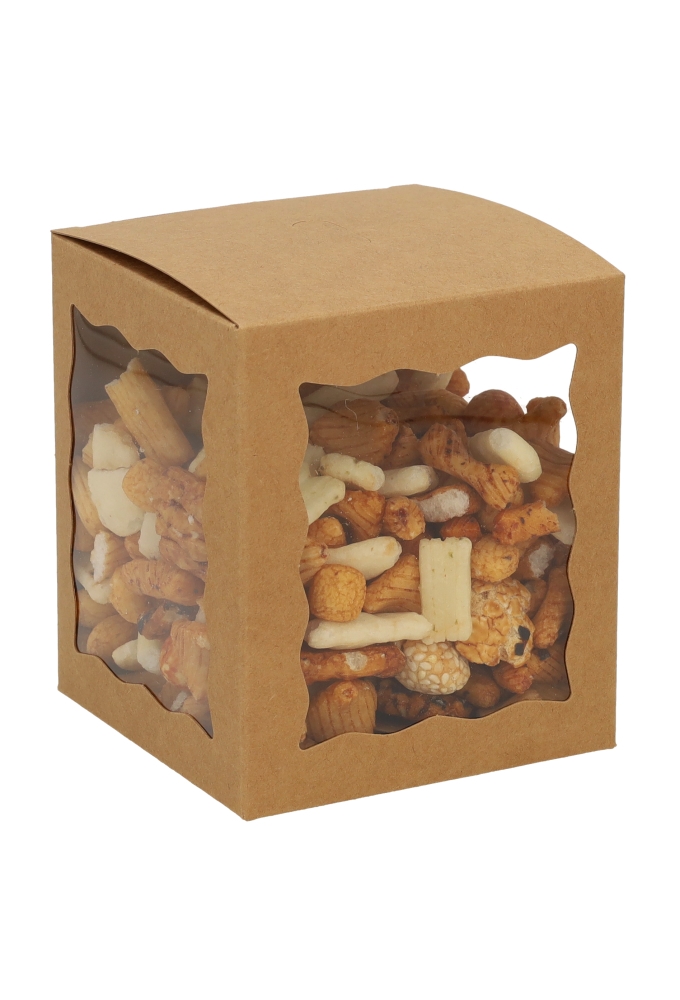 Cadeaudoosjes Krado Kraft met 3 vensters 10.2x10.2x11.7cm 25stuks