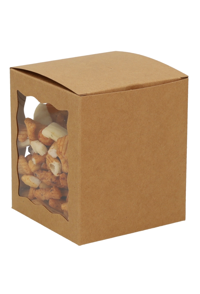 Cadeaudoosjes Krado Kraft met 3 vensters 10.2x10.2x11.7cm 25stuks