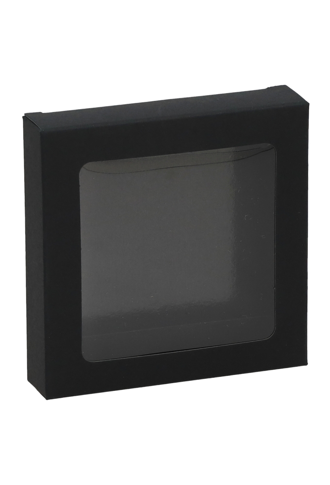 Kraftdoosjes Zwart met Venster 10.5x10.5x2.2 cm 25stuks Kraftdoosjes Zwart met Venster 10.5x10.5x2.2 cm 25stuks