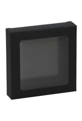 Kraftdoosjes Zwart met Venster 10.5x10.5x2.2 cm 25stuks Kraftdoosjes Zwart met Venster 10.5x10.5x2.2 cm 25stuks